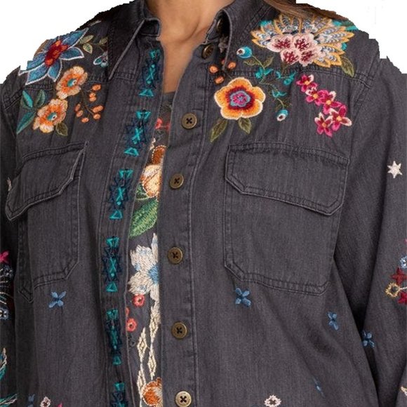 Johnny Was | Tops | Francisca Denim Shirt Jacket | Poshmark